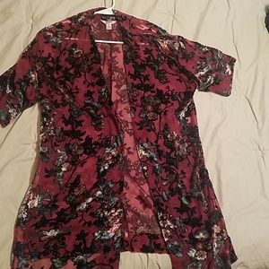 Arizona Jean's knee length sheer/velvet kimono